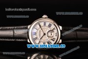 Cartier Ballon Bleu De Small Swiss Quartz Steel Case with White Dial Roman Numeral Markers and Black Leather Strap