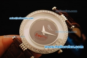 Chopard Happy Sport Swiss Quartz Movement Silver Case with Black Dial and Brown Leather Strap