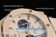 Hublot Big Bang Chrono Miyota OS20 Quartz Steel Case with White Leather Strap and White Dial