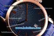 Vacheron Constantin Malte Miyota Quartz Rose Gold Case with Blue Leather Bracelet Blue Dial and Stick Markers