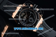 Audemars Piguet Royal Oak Offshore Survivor Chrono Japanese Miyota OS20 Quartz Rose Gold Case with Ceramic Bezel Black Dial and Black Rubber Strap (EF)