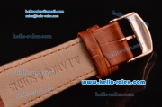 A.Lange&Sohne Richard Lange Miyota OS2035 Quartz Rose Gold Case with Brown Leather Strap and Pink Dial