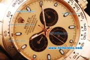 Rolex Daytona II Automatic Movement Gold Case and Strap with Rose Gold Dial and White Markers