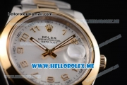 Rolex Day-Date II Asia Automatic Two Tone Case/Bracelet with Silver Dial and Yellow Gold Markers