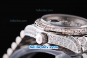 Rolex Datejust Oyster Perpetual Automatic ETA Case Full Diamond with Diamond Dial and Blue Round Pearl Marking