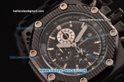 Audemars Piguet Survivor Chrono Japanese Miyota OS10 Quartz PVD Case with Black Rubber Strap and Black Dial