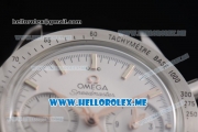 Omega Speedmaster'57 Co-Axial Clone Omega 9300 Automatic Steel Case with White Dial Black Leather Strap and Stick Markers (EF)