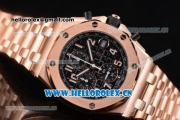 Audemars Piguet Royal Oak Offshore Seiko VK67 Quartz Rose Gold Case/Bracelet with Arabic Numeral Markers and Black Dial