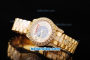 Rolex Datejust Automatic Movement Full Gold ETA Coating with Diamond Bezel and Roman Numeral Hour Markers-Lady Size