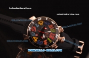 Gaga Milano Chrono 48 Miyota OS20 Quartz Rose Gold Case with Black Dial and Colorful Numeral Markers