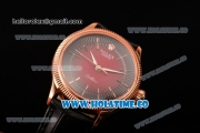 Rolex Cellini Time Asia 2813 Automatic Rose Gold Case with Black/Red Dial and Stick Markers