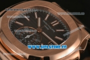 Patek Philippe Nautilus Chrono Swiss Valjoux 7750 Automatic Rose Gold Case with Black Dial and Stick Markers - 1:1 Original (BP)