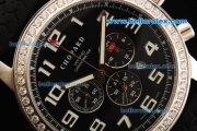 Chopard Mille Miglia Jacky Ickx Edition Chronograph Miyota Quartz Movement Black Dial with Diamond Bezel and Black Rubber Strap