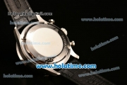 IWC Portuguese Chrono Miyota OS20 Quartz Steel Case with Black Leather Strap and Black Dial