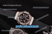 Hublot Big Bang Chrono Miyota OS20 Quartz Diamonds/Steel Case with Black Dial and Diamonds Bezel