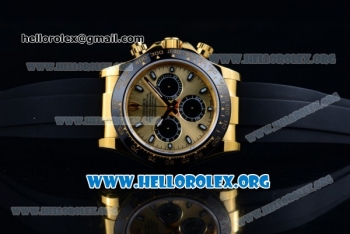 Rolex Daytona Chrono Clone Rolex 4130 Automatic Yellow Gold Case with Yellow Dial Ceramic Bezel and Black Rubber Strap - 1:1 Original (EF)