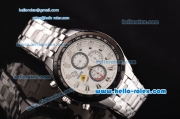 Ferrari Chrono Miyota OS20 Quartz Steel Case PVD Bezel with Steel Strap and White Dial Stick Markers Three Subdials