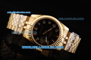 Rolex Datejust Oyster Perpetual Automatic Movement Full Gold with Black Dial and Arabic Numerals