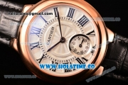 Cartier Ballon Bleu De Small Swiss Quartz Rose Gold Case with White Dial Black Roman Numeral Markers and Black Leather Strap