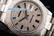 Rolex Day-Date II Automatic Movement Full Steel with Diamond Dial and Bezel