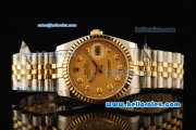 Rolex Datejust Automatic Movement ETA Coating Case with Gold Bezel and Diamond Markers-Two Tone Strap