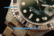 Rolex GMT-Master II Swiss ETA 2836 Automatic Movement Steel Diamond Case with White Markers and Diamond Bezel-Steel Diamond Strap