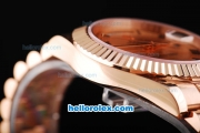 Rolex Day-Date II Swiss ETA 2836 Automatic Movement Full Rose Gold with Rose Gold Dial and Roman Numeral Hour Markers