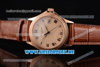 Patek Philippe Calatrava Miyota 9015 Automatic Rose Gold Case with Rose Gold Dial Brown Leather Strap and Rose Gold Bezel