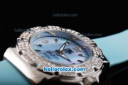 Tag Heuer Formula 1 Quartz Movement Silver Case with Diamond Bezel-Blue Dial and Blue Leather Strap-Lady Size