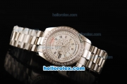 Rolex Day-Date Automatic Full Steel With Diamond Bezel and Diamonds Dial