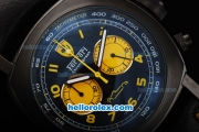 Ferrari Chronograph Miyota Quartz Movement 7750 Coating Case with Yellow Numeral Markers-Black Dial