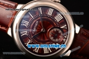 Cartier Ballon Bleu De Small Swiss Quartz Steel Case with Brown Dial White Roman Numeral Markers and Brown Leather Strap