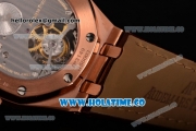 Audemars Piguet Royal Oak 41MM Swiss Tourbillon Manual Winding Rose Gold Case with White Dial Diamonds Bezel and Stick Markers (FT)