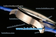 IWC Portuguese Chrono Miyota OS20 Quartz Steel Case with Blue Leather Strap and Blue Dial