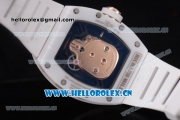 Richard Mille RM052 Miyota 9015 Automatic Ceramic Case with Skull Dial Dot Markers and White Rubber Strap