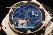 Hublot King Power Swiss Tourbillon Manual Winding Movement Steel Case with Black Bezel and Black Rubber Strap