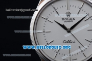 Rolex Cellini Clone Rolex 3132 Automatic Steel Case with White Dial Black Leather Strap - (BP)