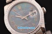 Rolex Datejust Asia 2813 Automatic Steel Case with Diamond Bezel and MOP Dial - Roman Numeral Markers