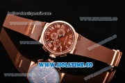 Ulysse Nardin Marine Chrono Asia Automatic Rose Gold Case with Roman Numeral Markers and Brown Dial