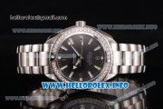 Omega Planet Ocean 46 MM Clone Omega 8500 Automatic Steel Case/Bracelet with Black Dial and Stick Markers - Diamonds Bezel (KW)