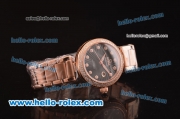 Omega De Ville Ladymatic Original ETA 2671 Automatic Rose Gold Case/Strap with Diamond Bezel and Black Dial - 1:1 Original