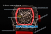 Richard Mille RM35-01 Bubba Watson Tourbillon Manual Winding Carbon Fiber Case with Skeleton Dial and White Dot Markers - Red Inner Bezel