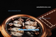 IWC Pilot's Watch Chronograph Swiss Valjoux 7750 Automatic Movement Rose Gold Case with Brown Dial and Brown Leather Strap