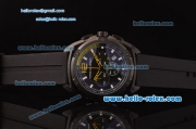 Porsche Design Chrono Miyota OS20 Quartz PVD Case with Black Rubber Strap Black Dial Yellow Pointer