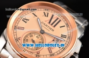 Cartier Calibre De Swiss ETA 2824 Automatic Two Tone Case/Bracelet with Rose Gold Dial and Roman Numeral Markers