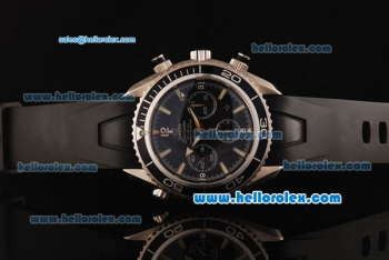 Omega Seamaster Chronograph Swiss Valjoux 7750 Automatic Steel Case with Black Bezel and Black Dial-Rubber Strap