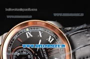 Cartier Calibre De Swiss ETA 2824 Automatic Steel Case with Black Dial Rose Gold Bezel and White Roman Numeral Markers