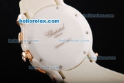 Chopard Happy Sport Swiss Quartz Movement Ceramic Case with Rose Gold Bezel and White Rubber Strap