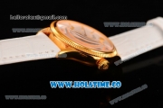 Rolex Cellini Time Asia 2813 Automatic Yellow Gold Case with White Dial White Leather Strap and Stick Markers