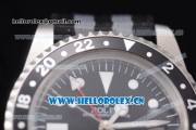 Rolex GMT-Master Asia 2813 Automatic Steel Case with Black Dial Black/Grey Nylon Strap and Dot Markers